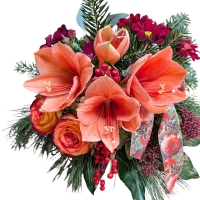 Adventsstrauß mit Amaryllis in apricot