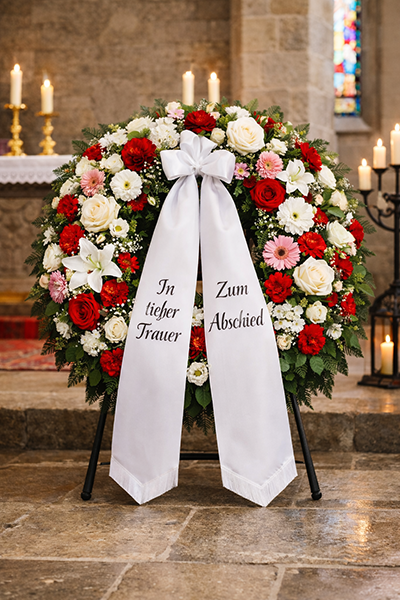Trauerkranz mit Trauertext
